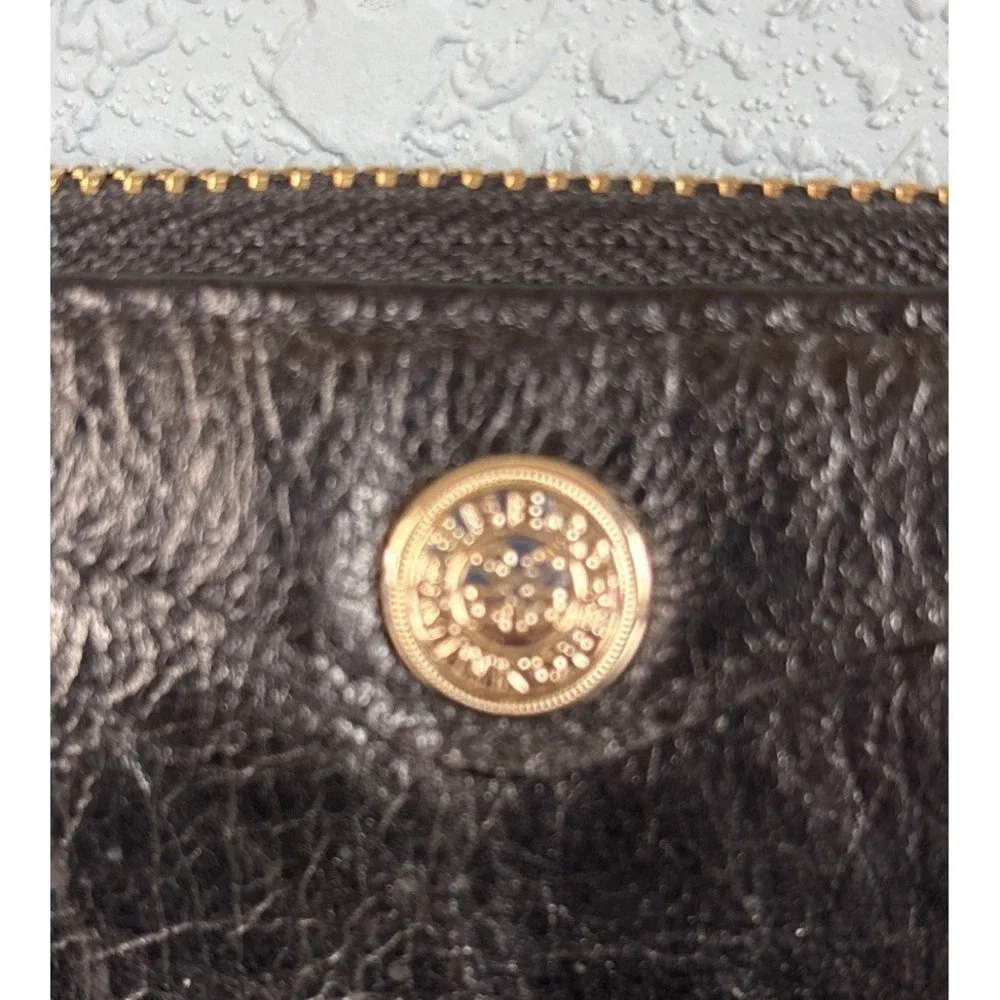 Rebecca‎ Minkoff Zip Around Wallet Black Gold Hardware Credit Card Billfold